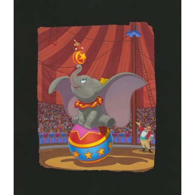 The Amazing Dumbo / Acrylic on Black Paper / 13.5" x 16.5"