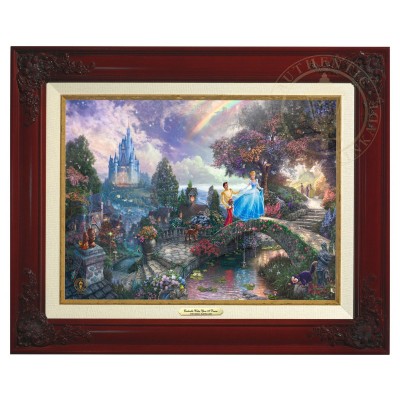 Kinkade Disney Canvas Classics: Cinderella Wishes Upon A Dream (Classic Brandy Frame)