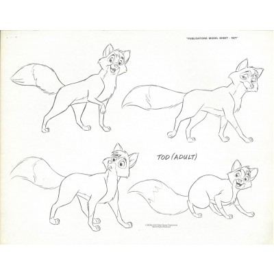 Disney Publication Model Sheet: Tod - Adult (Fox and the Hound)