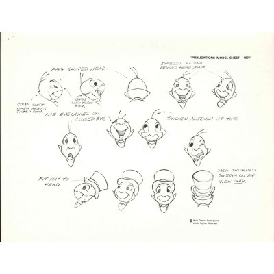 Disney Publication Model Sheet: Jiminy Cricket - Facial Expressions