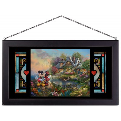 Kinkade Disney Stained Glass Art: Mickey and Minnie Sweetheart Cove