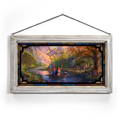 Kinkade Disney Stained Glass Art: Pocahontas (Whitewash Frame)