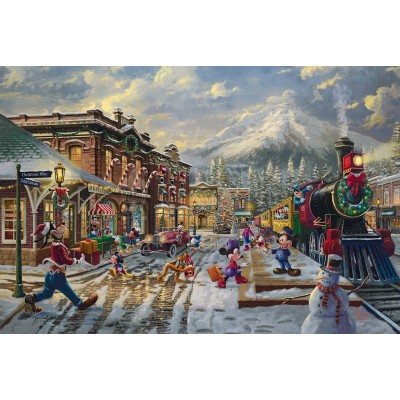 Mickey and Minnie Candy Cane Express by Thomas Kinkade Studios