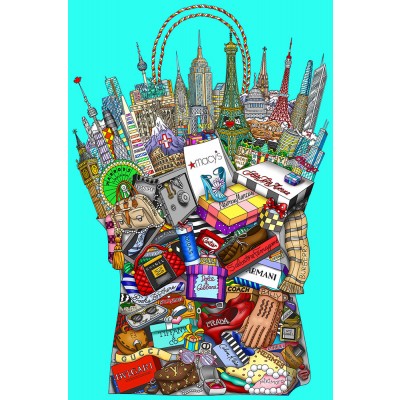 Hey Girlfriend, Let's Go Shopping by Charles Fazzino (Tiffany Green)