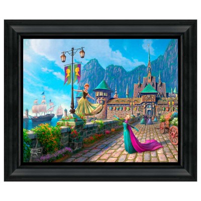 Thomas Kinkade Brushstroke Vignette: Frozen Celebration in Arendelle