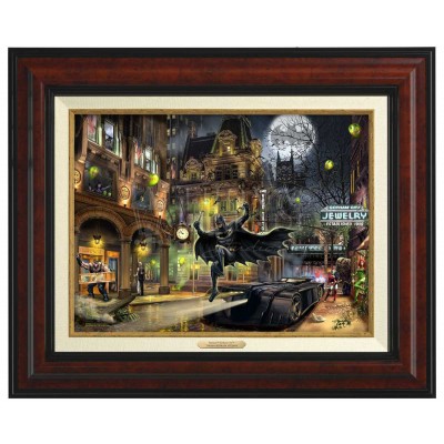 Kinkade Canvas Classics: Batman Gotham City (Classic Burl Frame)