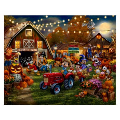 Kinkade 24" x 30" Gallery Wrapped Canvas: Disney Mickey and Minnie Pumpkin Festival