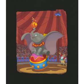 The Amazing Dumbo / Acrylic on Black Paper / 13.5" x 16.5"