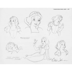 Disney Publication Model Sheet: Snow White (2) signed Ollie Johnston