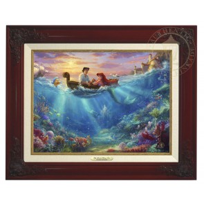 Kinkade Disney Canvas Classics: Little Mermaid Falling In Love (Classic Brandy Frame)