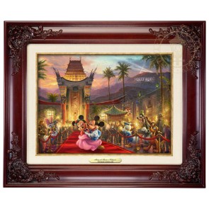 Kinkade Disney Canvas Classics: Mickey and Minnie In Hollywood (Classic Brandy Frame)