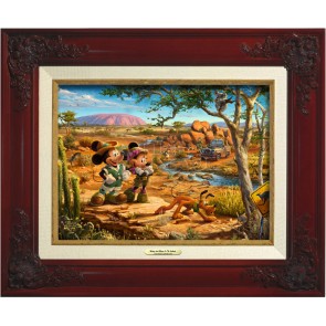 Kinkade Disney Canvas Classics: Mickey and Minnie In the Outback (Classic Brandy Frame)