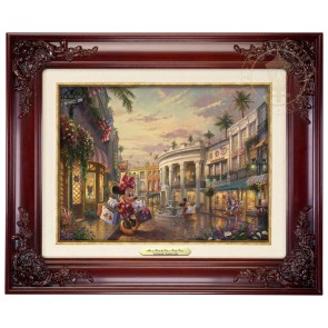 Kinkade Disney Canvas Classics: Minnie Rocks the Dots On Rodeo Drive (Classic Brandy Frame)