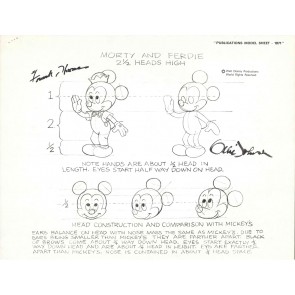 Disney Publication Model Sheet: Morty and Ferdie Fieldmouse signed Ollie Johnston and Frank Thomas