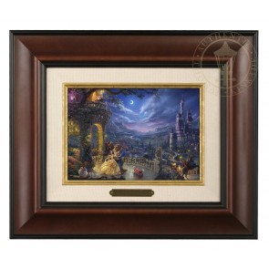 Kinkade Disney Brushworks: Beauty And The Beast Dancing In The Moonlight (Classic Burl Frame)