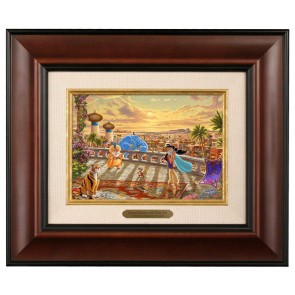 Kinkade Disney Brushworks: Jasmine Dancing In The Desert Sunset (Classic Burl Frame)