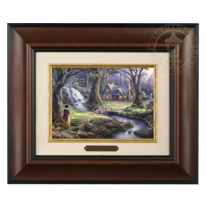 Kinkade Disney Brushworks: Snow White Discovers The Cottage (Classic Burl Frame)