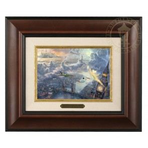 Kinkade Disney Brushworks: Tinker Bell And Peter Pan Fly To Neverland (Classic Burl Frame)