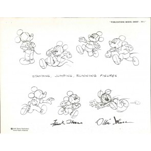 Disney Publication Model Sheet: Mickey Mouse Repro Running signed Frank Thomas and Ollie Johnston