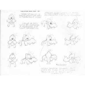 Disney Publication Model Sheet: Goofy - Facial Expressions