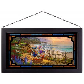 Kinkade Disney Stained Glass Art: Donald and Daisy A Duck Day Afternoon