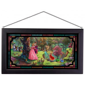 Kinkade Disney Stained Glass Art: Sleeping Beauty (Black Frame)
