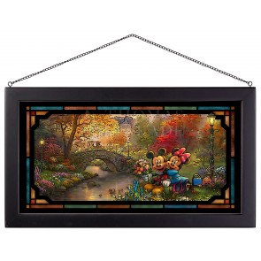 Kinkade Disney Stained Glass Art: Mickey and Minnie Sweetheart Central Park