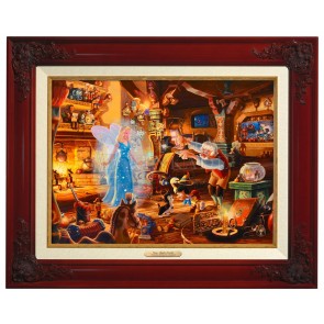 Kinkade Disney Canvas Classics: Geppetto's Pinocchio (Classic Brandy Frame)