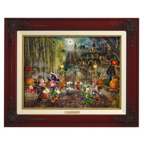 Kinkade Disney Canvas Classics: Mickey and Minnie Halloween Fun (Classic Brandy Frame)