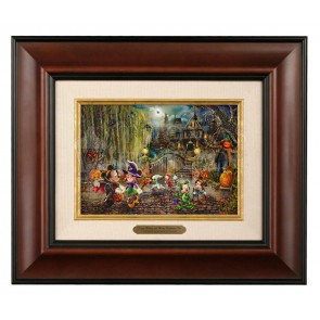 Kinkade Disney Brushworks: Mickey and Minnie Halloween Fun (Classic Burl Frame)