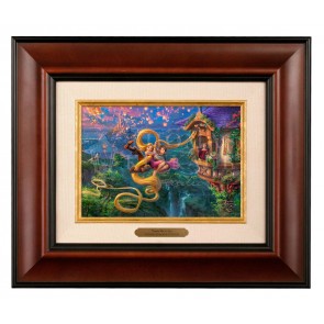 Kinkade Disney Brushworks: Tangled Up in Love (Classic Burl Frame)