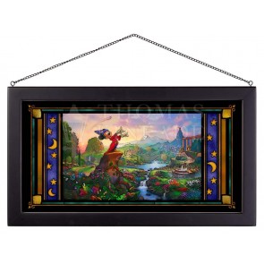 Kinkade Disney Stained Glass Art: Fantasia (Black Frame)