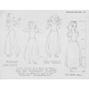 Disney Publication Model Sheet: Snow White (1) signed Marc Davis