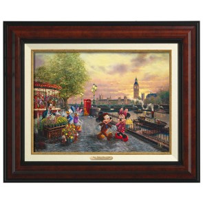 Kinkade Disney Canvas Classics: Mickey and Minnie in London (Classic Burl Frame)