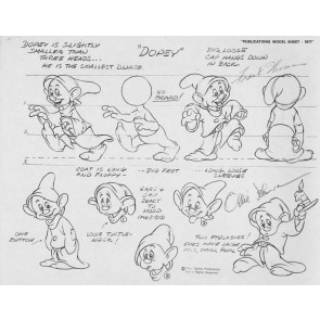 Disney Publication Model Sheet: Dopey signed Ollie Johnston and Frank Thomas