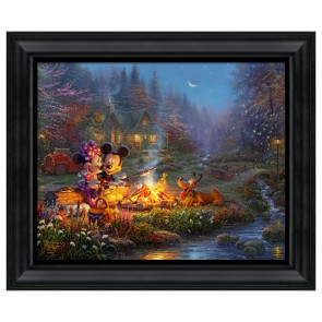 Thomas Kinkade Brushstroke Vignette: Mickey and Minnie Sweetheart Campfire