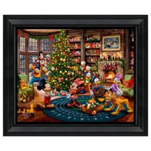 Thomas Kinkade Brushstroke Vignette: Mickey and Minnie Trimming the Tree