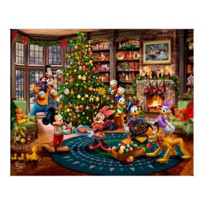 Kinkade 24" x 30" Gallery Wrapped Canvas: Disney Mickey and Minnie Trimming the Tree