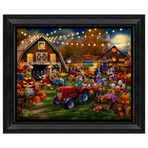 Thomas Kinkade Brushstroke Vignette: Mickey and Minnie Pumpkin Festival