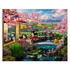 Kinkade 24" x 30" Gallery Wrapped Canvas: Disney Mickey and Minnie in Japan