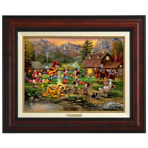 Kinkade Disney Canvas Classics: Mickey and Minnie Rocky Mountain Roundup (Classic Burl Frame)