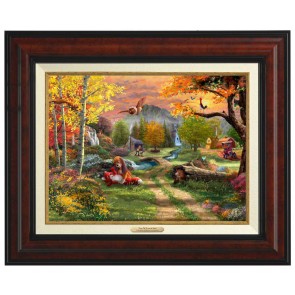 Kinkade Disney Canvas Classics:The Fox and the Hound (Classic Burl Frame)