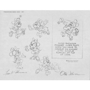 Disney Publication Model Sheet: Minnie Mouse (a) signed Ollie Johnston and Frank Thomas