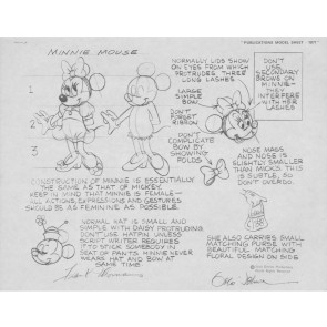 Disney Publication Model Sheet: Minnie Mouse (b) signed Ollie Johnston and Frank Thomas