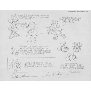 Disney Publication Model Sheet: Minnie Mouse (c) signed Ollie Johnston and Frank Thomas
