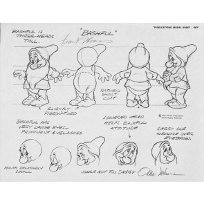 Disney Publication Model Sheet: Bashful signed Ollie Johnston and Frank Thomas