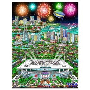 Super Bowl LIV: Miami by Charles Fazzino