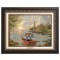 Kinkade Disney Canvas Classics: Mickey and Minnie Lighthouse Cove (Classic Aged Bronze Frame)