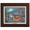 Kinkade Disney Canvas Classics: Mickey and Minnie Christmas Lodge (Classic Burl Frame)