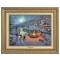 Kinkade Disney Canvas Classics: Mickey and Minnie Christmas Lodge (Classic Antique Gold Frame)